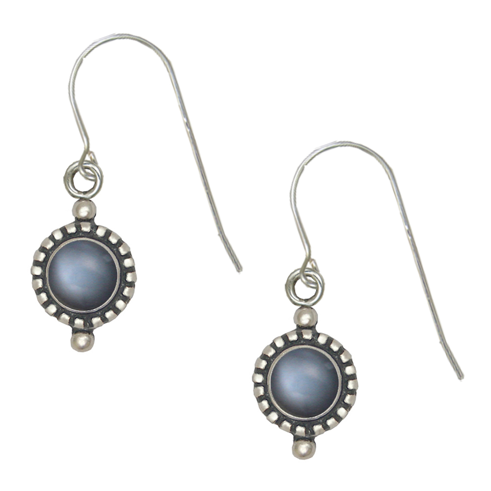 Sterling Silver Little Grey Moonstone Gemstone Drop Dangle Earrings